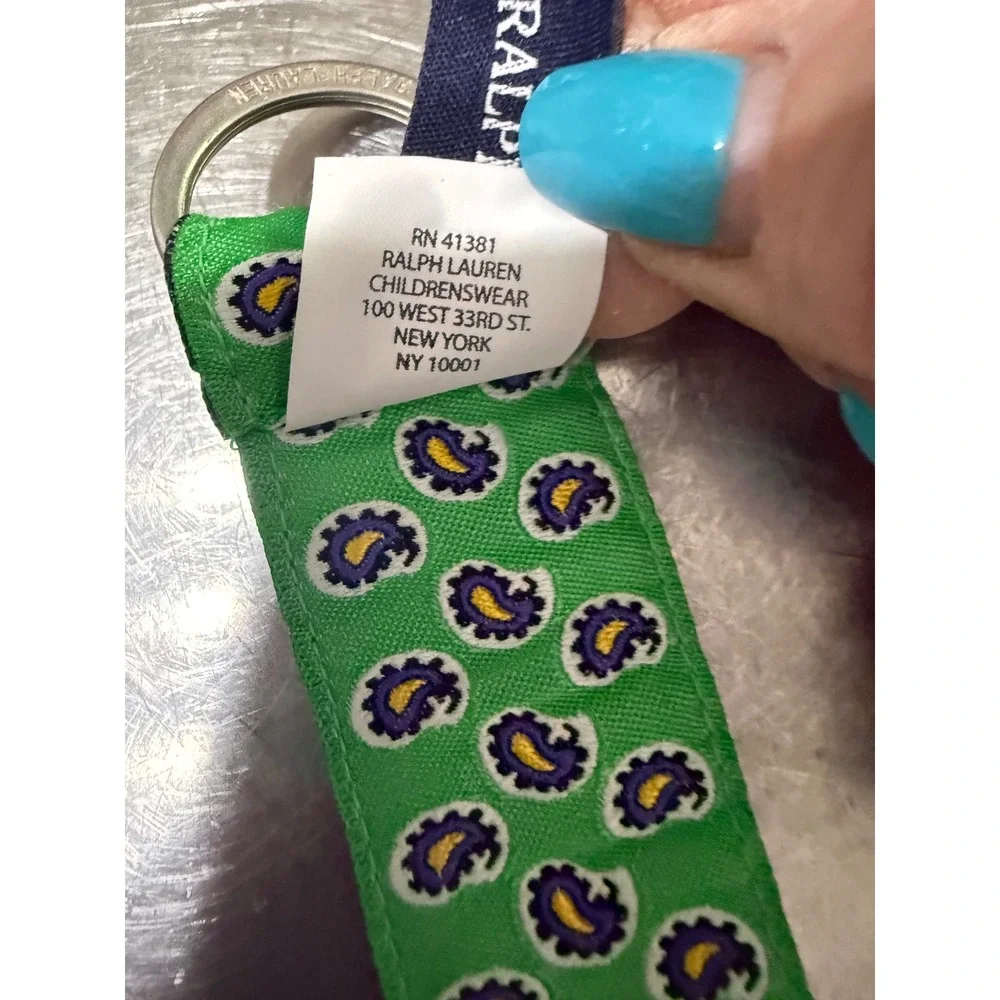 Ralph Lauren Kids Green Paisley D-Ring Belt Silver Buckle Adjustable Boys Girls